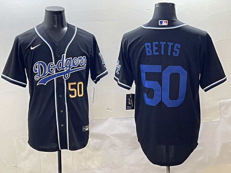 Men 2025 Los Angeles Dodgers #50 Betts Black Three generations Fashion Nike MLB Jersey style 10